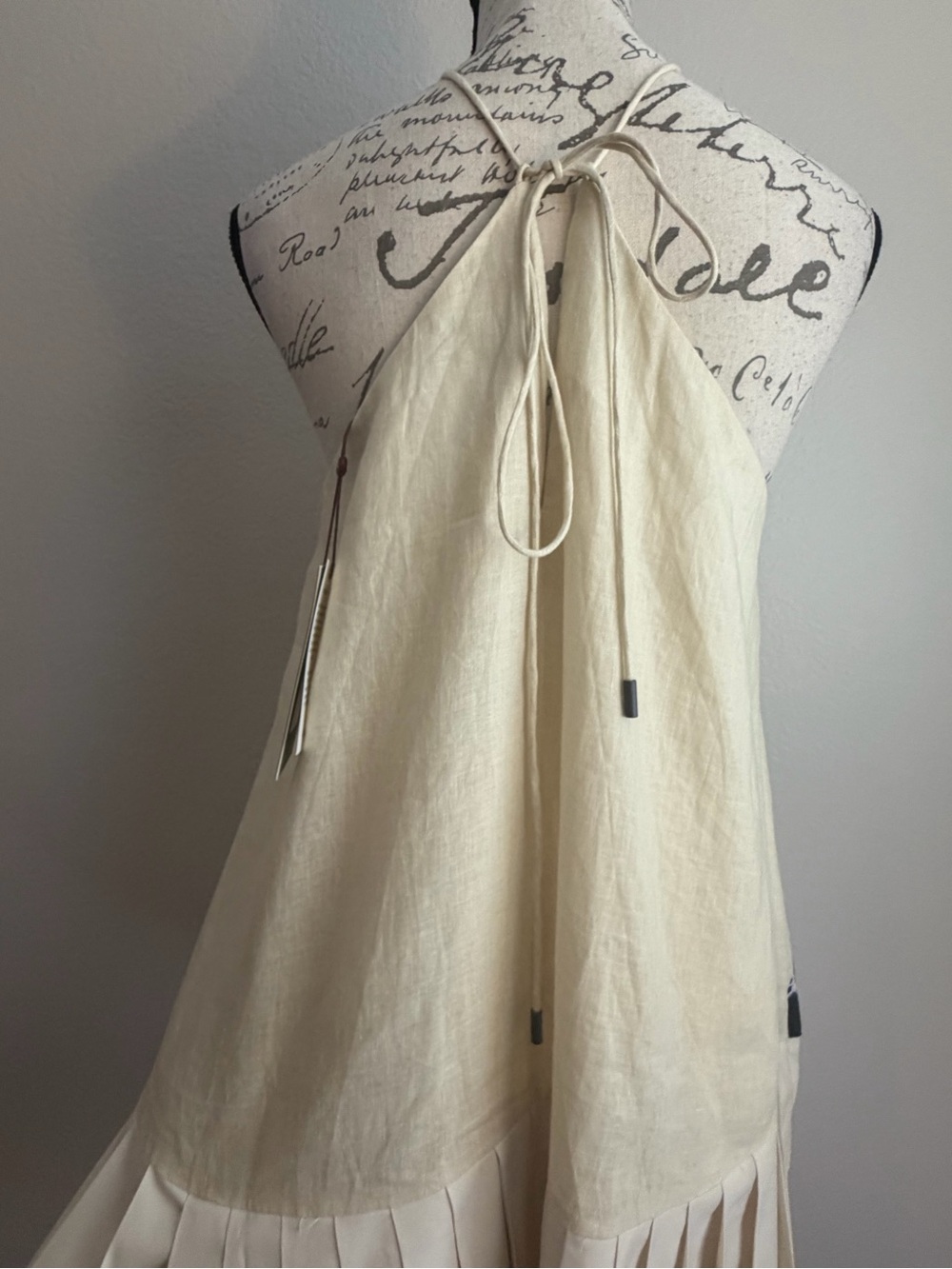 ALÉMAIS Rider Pleat Hem Mini Dress | Linen | Sz US 8 | Equestrian Coastal | NWT - Picture 5 of 11